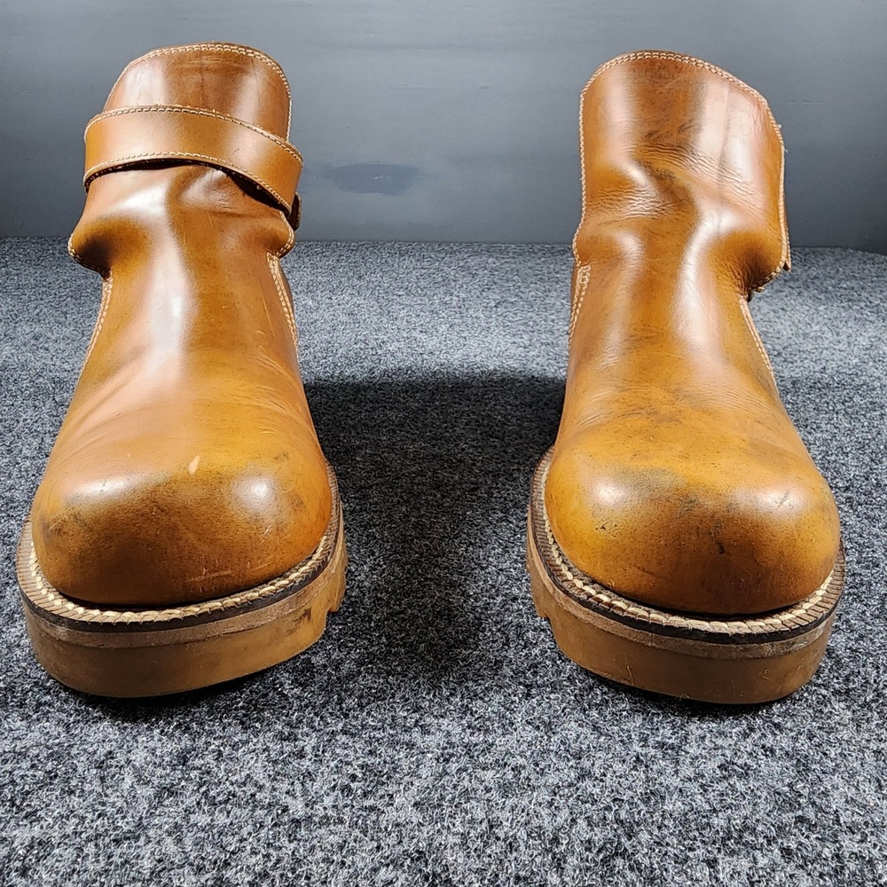 Durango Buckle Strap Leather Ankle Boots Mens 9.5 D Tan Lug Sole - Picture 6 of 10